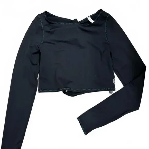 NWT Free People FP Movement Very Prairie Black Long Sleeve Athletic Top- Size L - Picture 2 of 9